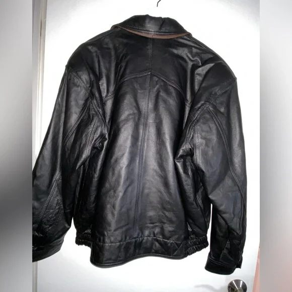 Vintage Mens original Mossimo Leather Bomber Flight Jacket XL brown under collar
